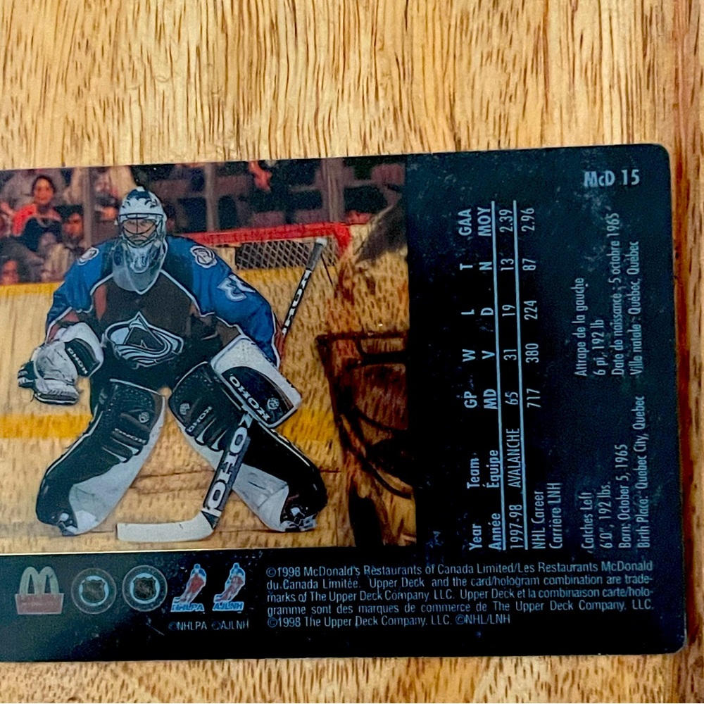 Patrick Roy card - Picture 2 of 2
